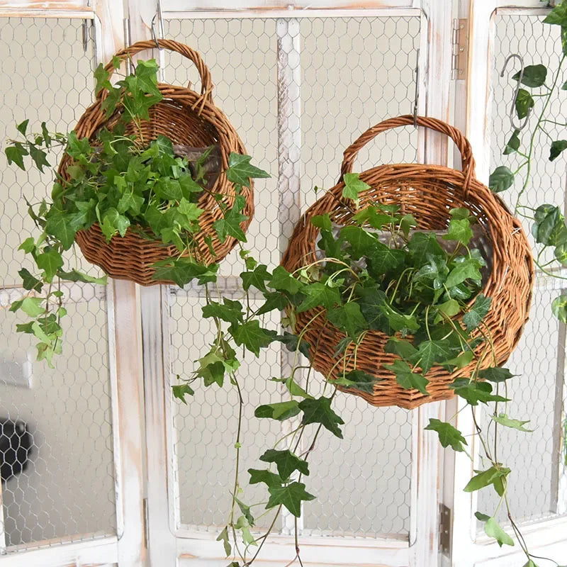 Charming Wicker Wall Hanging Flower Basket _ Volaia