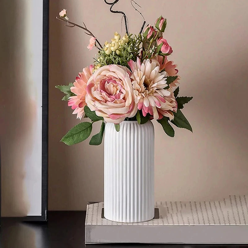 Elegant Striped Plastic Vase for Floral Arrangements