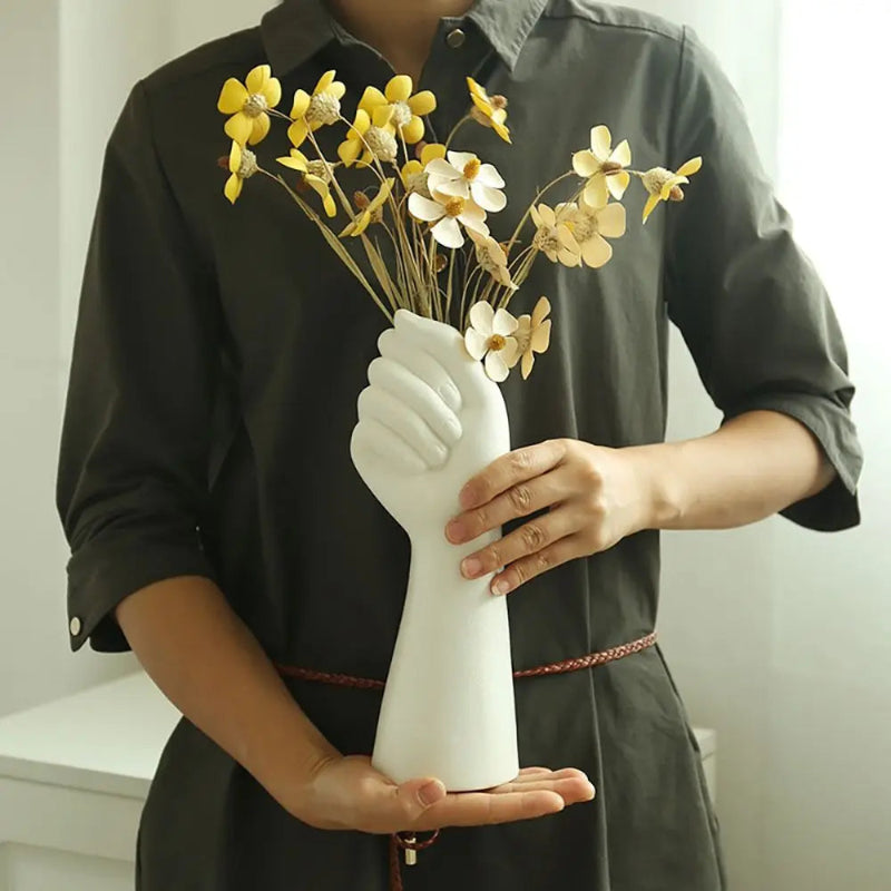 Elegant Hand-Shaped Ceramic Vase for Home Decor