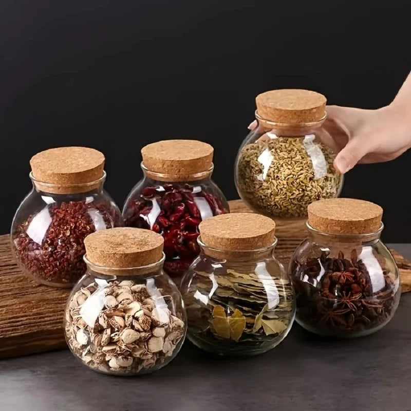 Elegant Cork Glass Storage Jar - 500ML Kitchen Organizer - Volaia