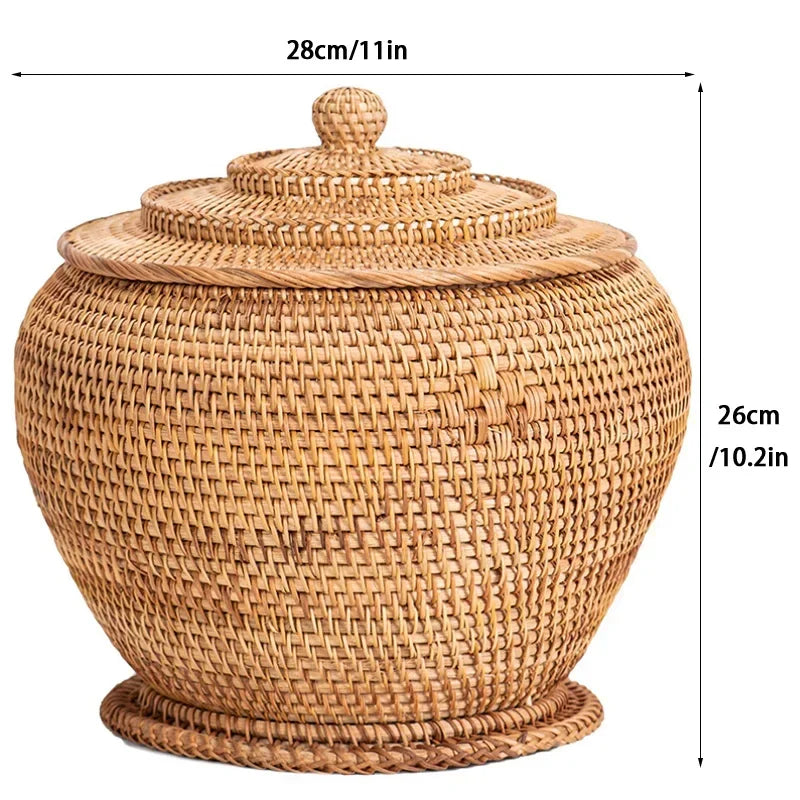 Handcrafted Rattan Storage Boxes with Lids