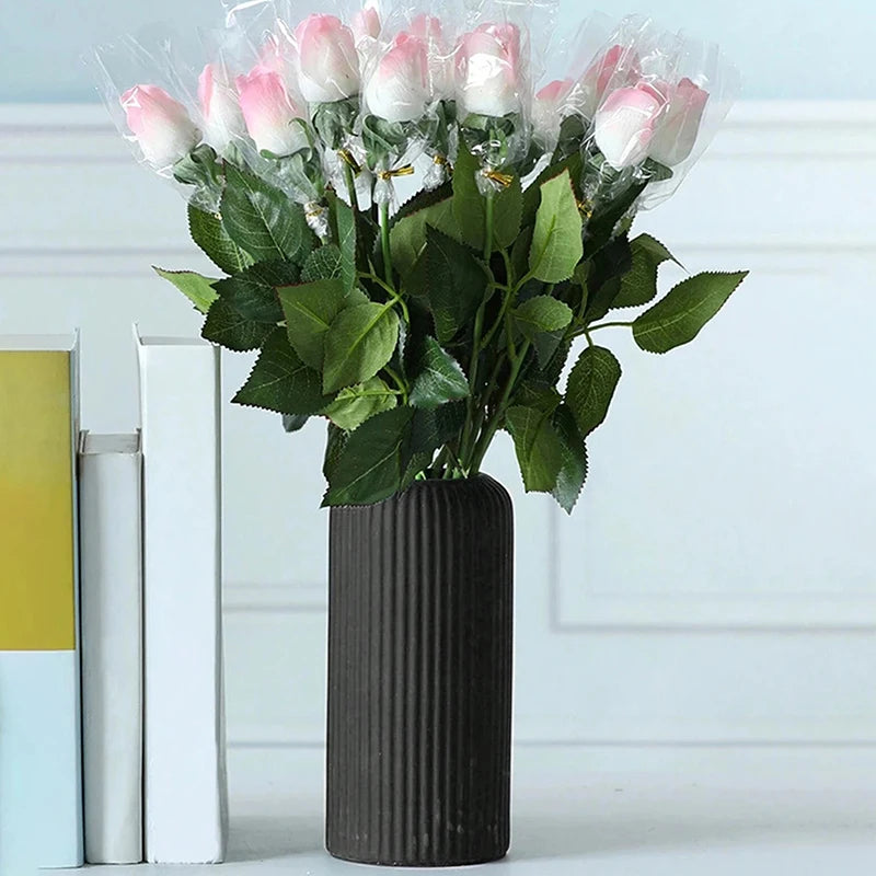 Elegant Striped Plastic Vase for Floral Arrangements