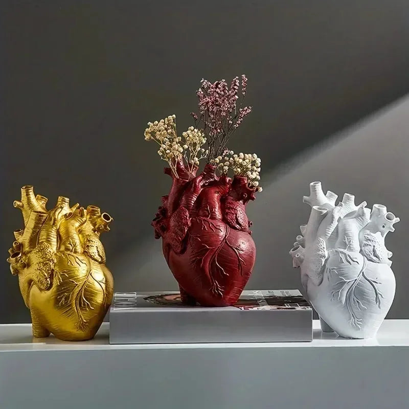 Creative Heart-Shaped Resin Vase for Home Decor