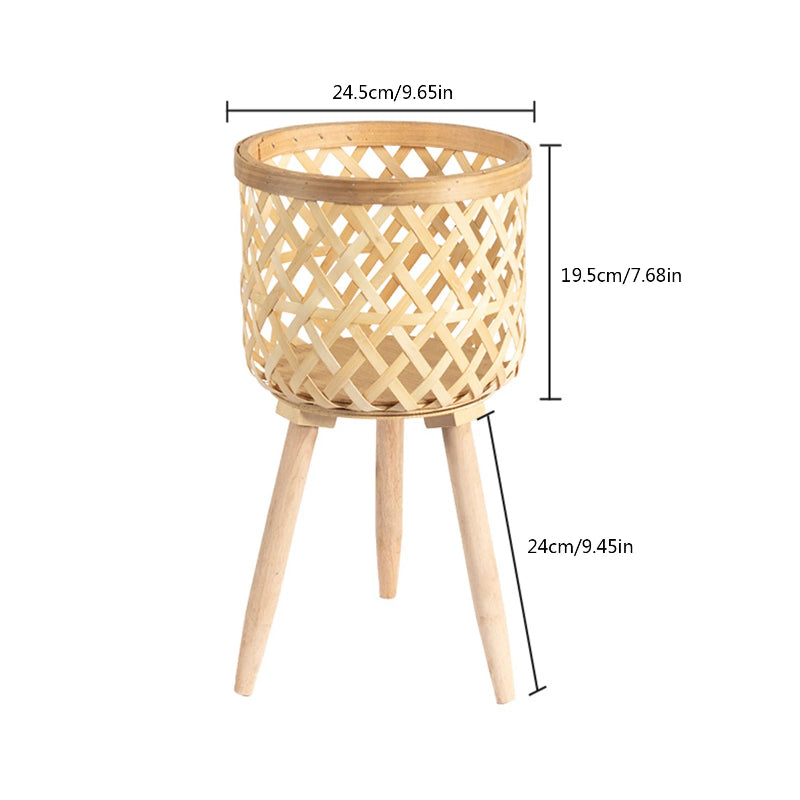 Elegant Bamboo Plant Stand with Wooden Legs_Volaia