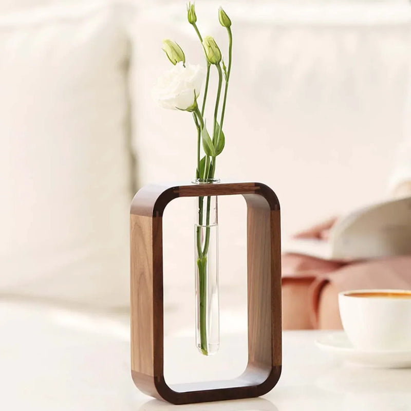 Elegant Black Walnut Test Tube Vase for Tabletop Decor_Volaia