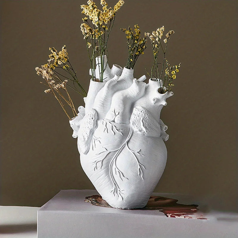 Creative Heart-Shaped Resin Vase for Home Decor