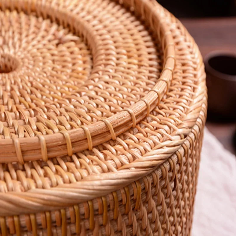 Handcrafted Rattan Storage Boxes with Lids