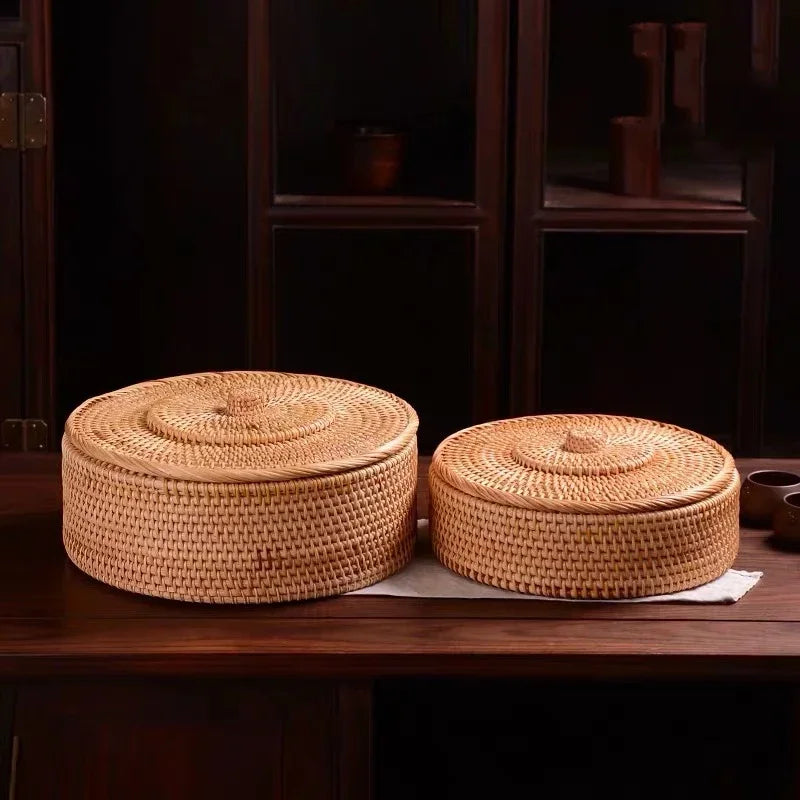 Handcrafted Rattan Storage Boxes with Lids