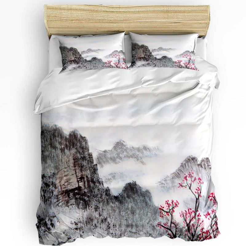 Elegant Crane & Plum Blossom 3-Piece Bedding Set_Volaia