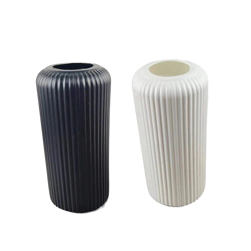 Elegant Striped Plastic Vase for Floral Arrangements