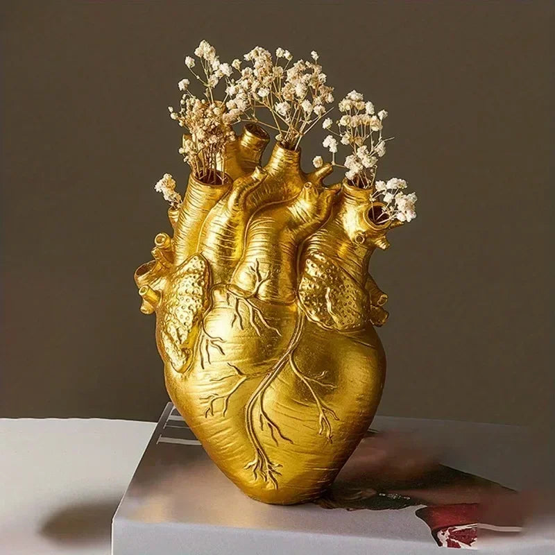 Creative Heart-Shaped Resin Vase for Home Decor