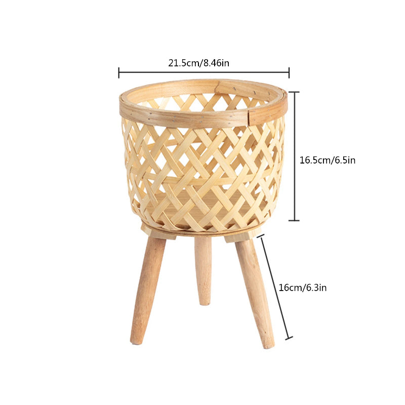 Elegant Bamboo Plant Stand with Wooden Legs_Volaia