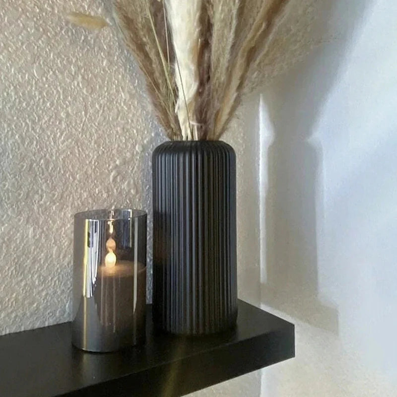 Elegant Striped Plastic Vase for Floral Arrangements