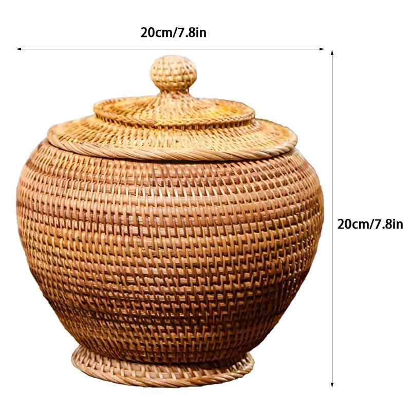 Handcrafted Rattan Storage Boxes with Lids