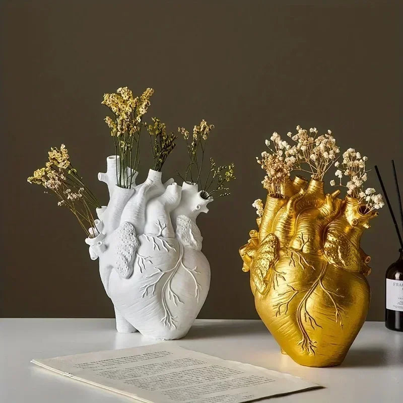 Creative Heart-Shaped Resin Vase for Home Decor