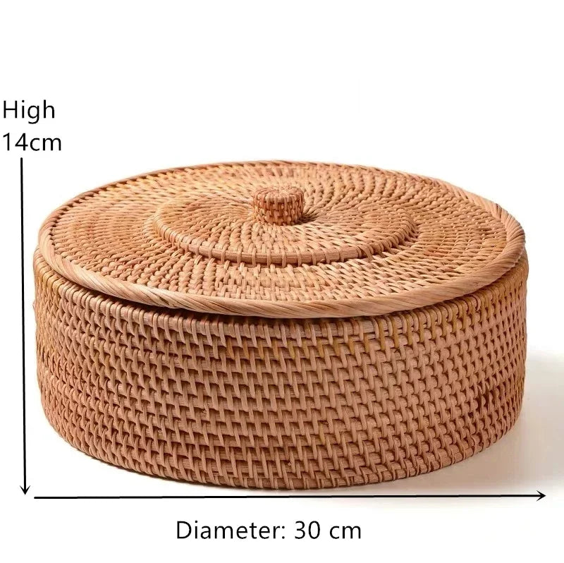 Handcrafted Rattan Storage Boxes with Lids