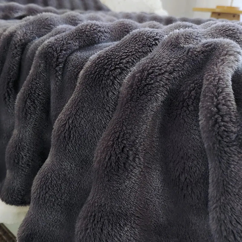 Luxurious Flannel Rabbit Fur Blanket for Cozy Comfort