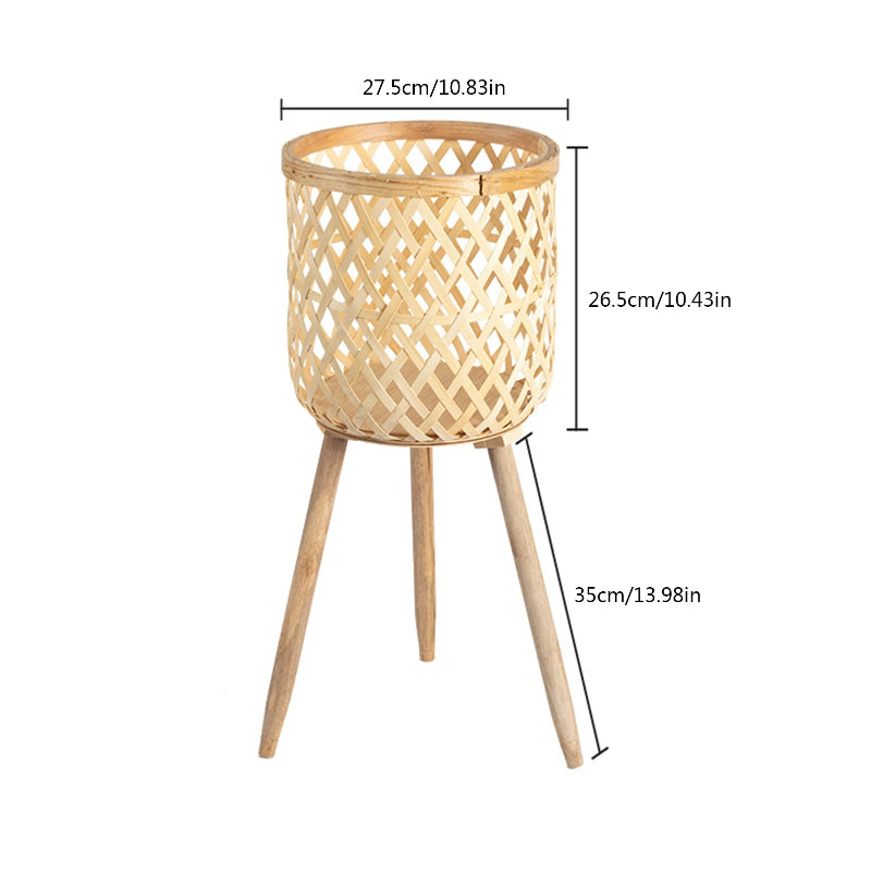 Elegant Bamboo Plant Stand with Wooden Legs_Volaia