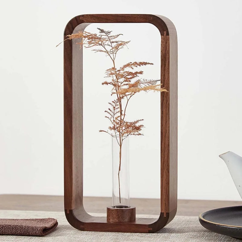 Elegant Black Walnut Test Tube Vase for Tabletop Decor_Volaia